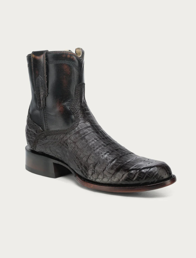 Corral Men's Embroidered Brown Caiman Ankle Boot