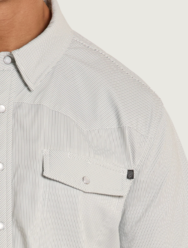 Rock & Roll Denim Men's TEK Western Grey Pin Stripe Short Sleeve Shirt