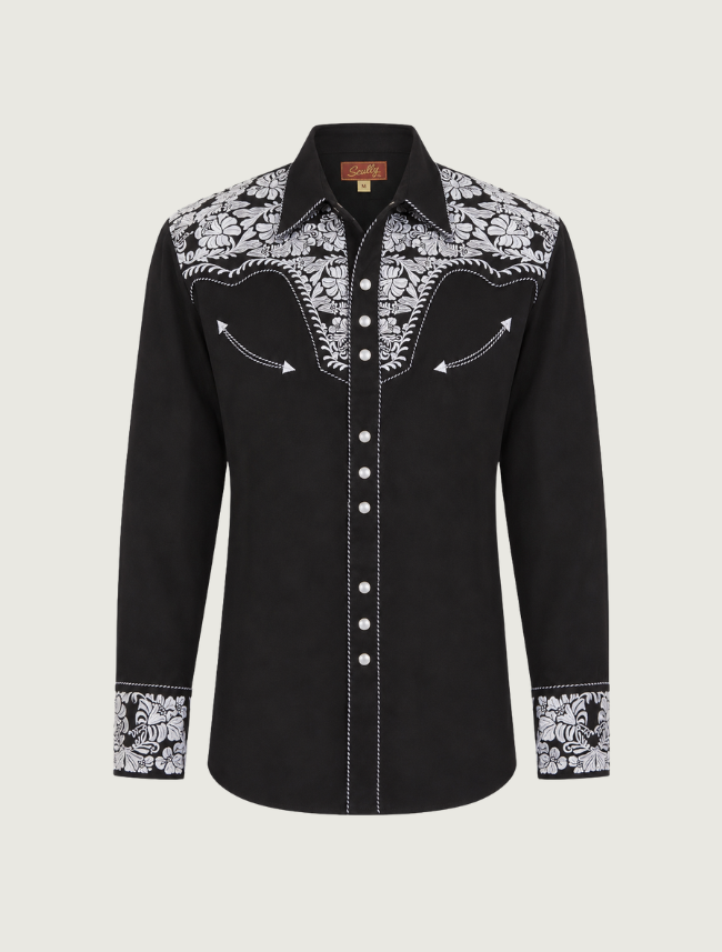 Scully Men's Floral Tooled Snap Front Shirt