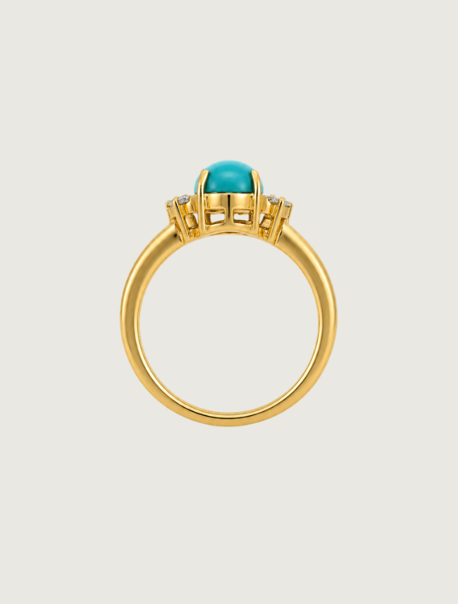 18K Yellow Gold Turquoise & Diamond Ring