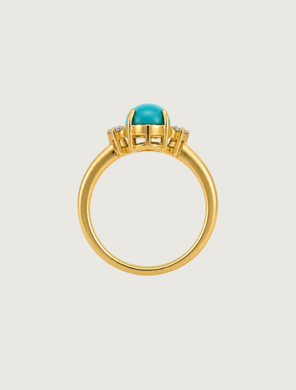 18K Yellow Gold Turquoise & Diamond Ring