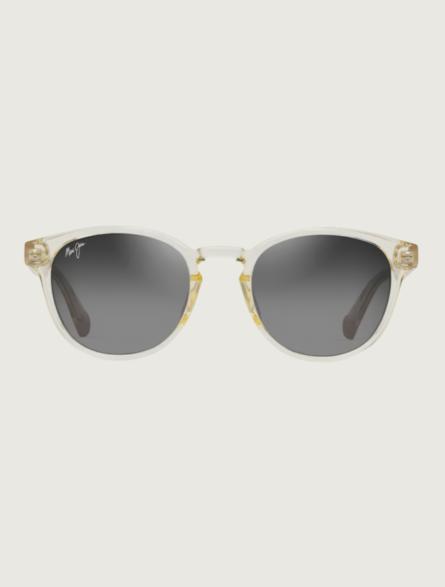 Maui Jim Hiehie round sunglasses in Shiny Trans Yellow / Neutral Grey — front view