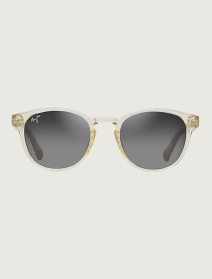 Maui Jim Hiehie round sunglasses in Shiny Trans Yellow / Neutral Grey — front view