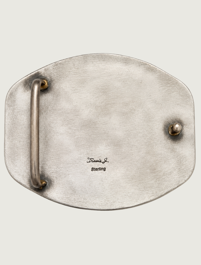 Travis J. Sterling Silver Turquoise Belt Buckle