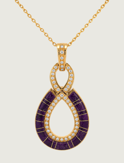 14K Yellow Gold Sugilite & Diamond Pendant