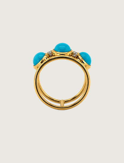 18K Yellow Gold Sleeping Beauty Turquoise & Diamond Ring