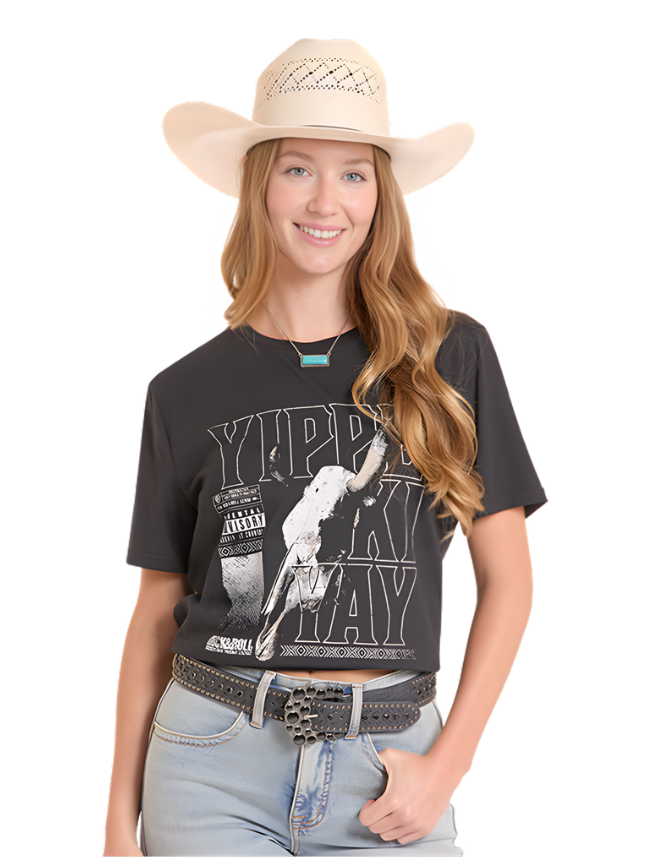 Rock & Roll Denim "Yippe Ki Yay" Skull Graphic T-Shirt