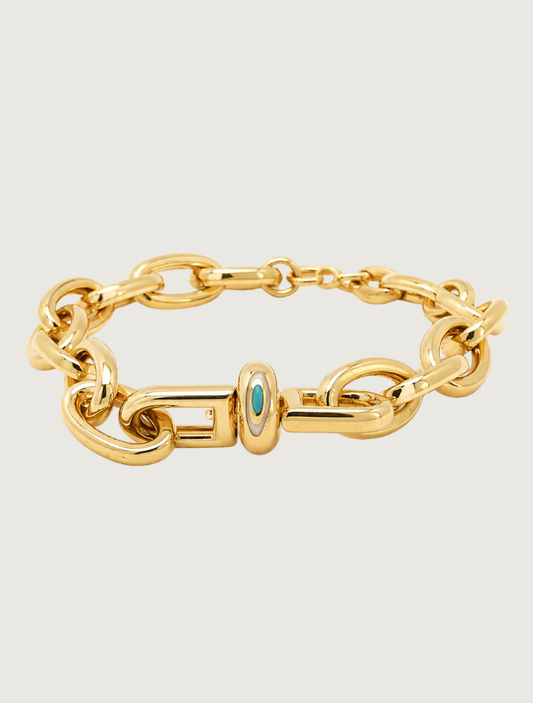 18K Yellow Gold Blue Enamel Bracelet