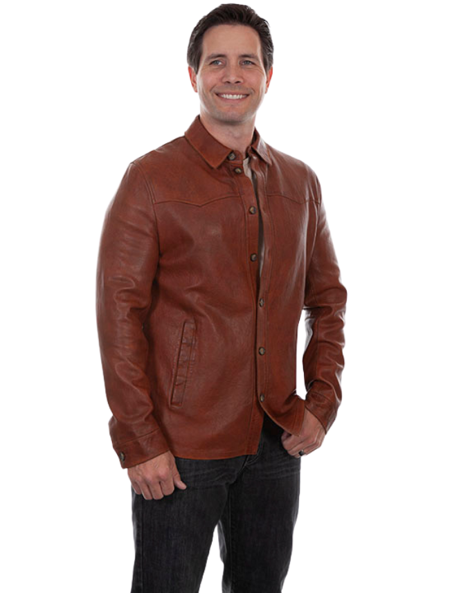 Men's Leather Shirt Jacket
