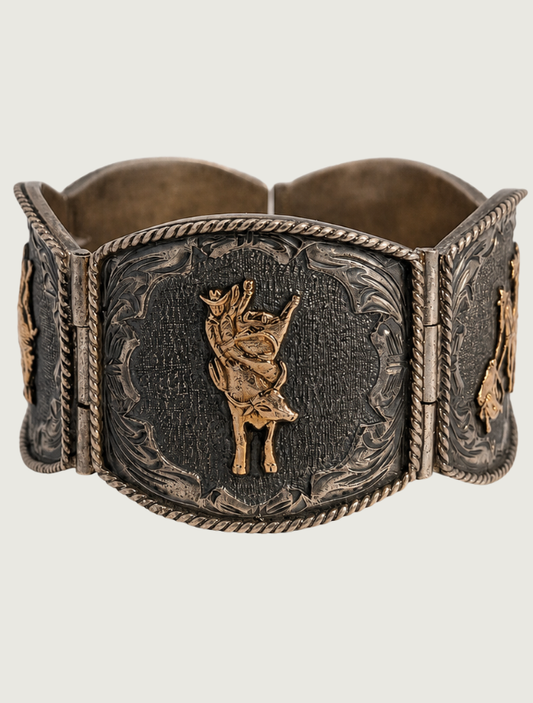 Vogt Sterling Silver / 10K Gold Cowboy Panel Bracelet