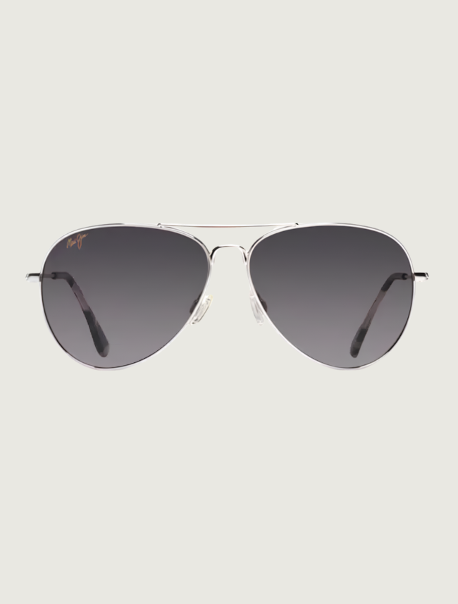Maui Jim Mavericks aviator sunglasses in Silver / Neutral Grey — front view