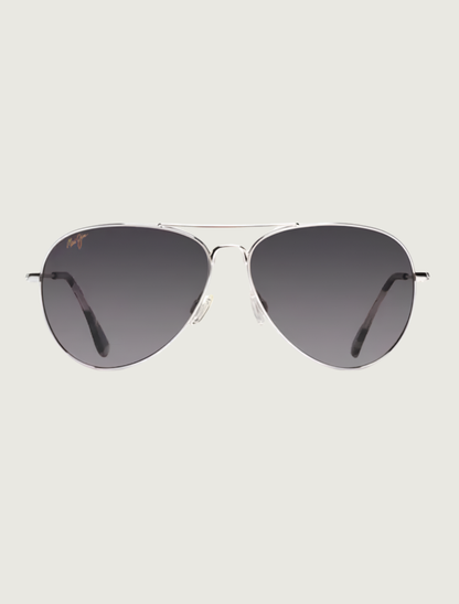 Maui Jim Mavericks aviator sunglasses in Silver / Neutral Grey — front view