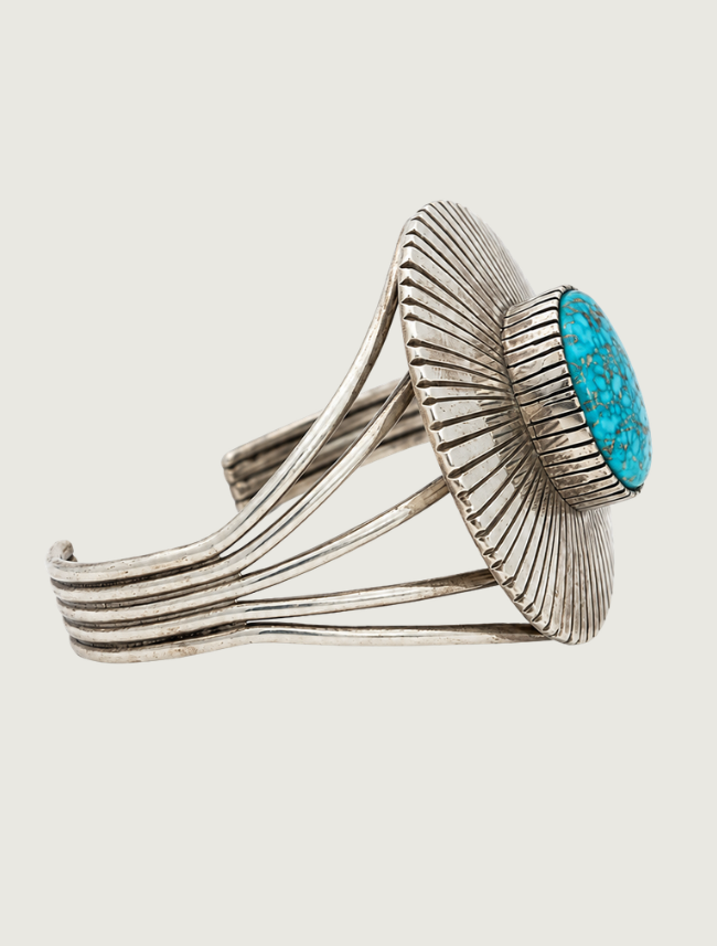 Paul Livingston Sterling Silver & Turquoise Cuff Bracelet