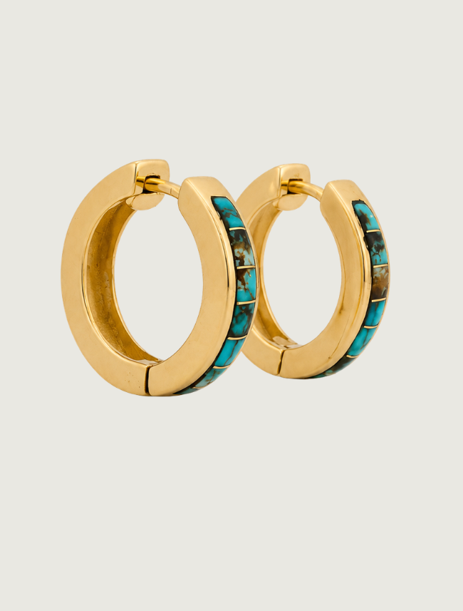 14K Yellow Gold Turquoise Earrings