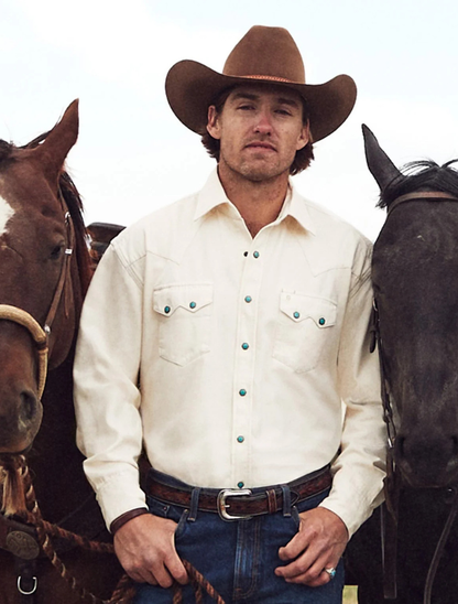 Stetson Men's Turquoise Snap Western Denim Shirt