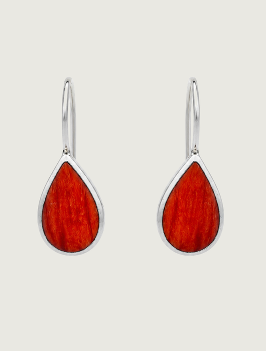 Kabana Sterling Silver Red Spiny Oyster Earrings
