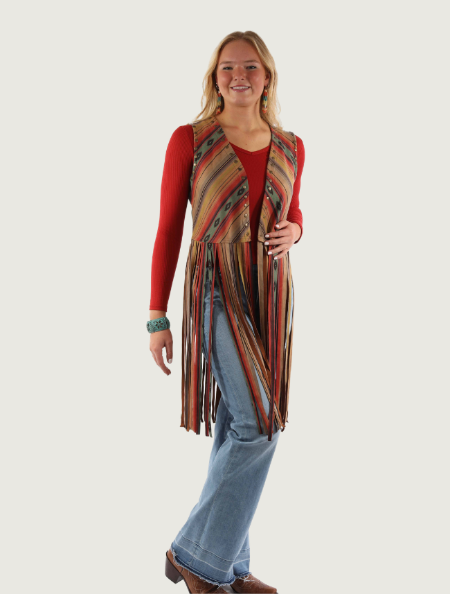 Scully Women's Serape Print Fringe Vest