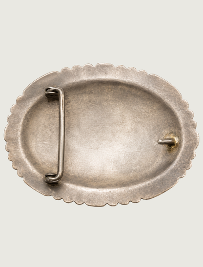 R.L.B. Sterling Silver Turquoise Belt Buckle