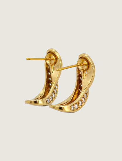 14K Yellow Gold Opal & Diamond Earrings