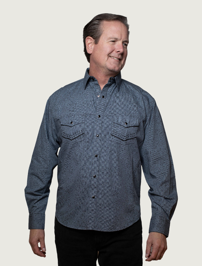 Scully Men's Signature Stripe Print Shirt in Blue