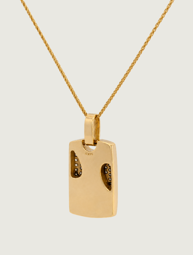 14K Yellow Gold Turquoise Inlay & Diamond Pendant