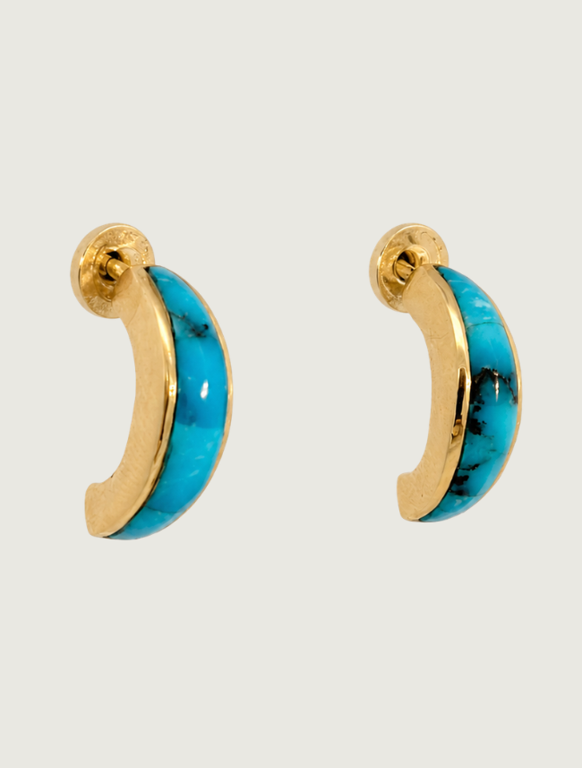 14K Yellow Gold Kingman Turquoise Earrings