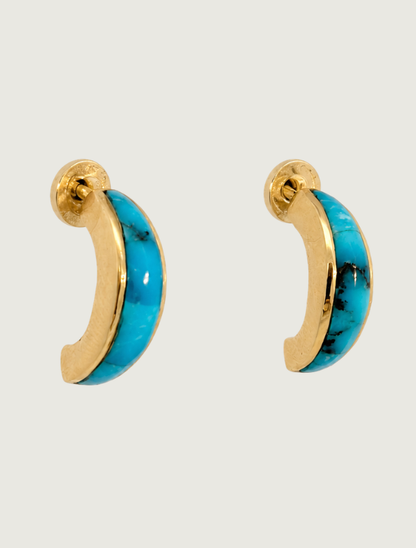 14K Yellow Gold Kingman Turquoise Earrings