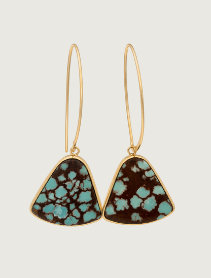 18K Yellow Gold Kingman Turquoise Earrings