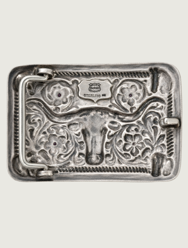 Edward H. Bolin Sterling Silver & 14K Gold Longhorn Belt Buckle