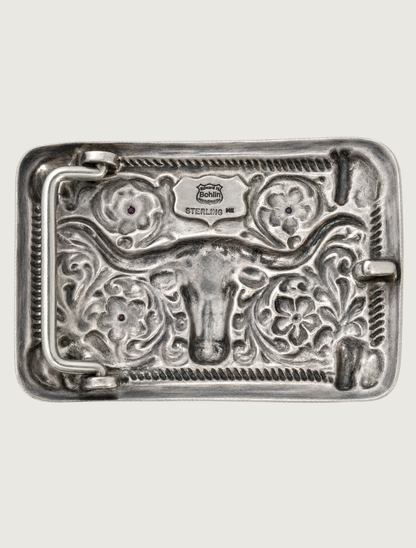 Edward H. Bolin Sterling Silver & 14K Gold Longhorn Belt Buckle