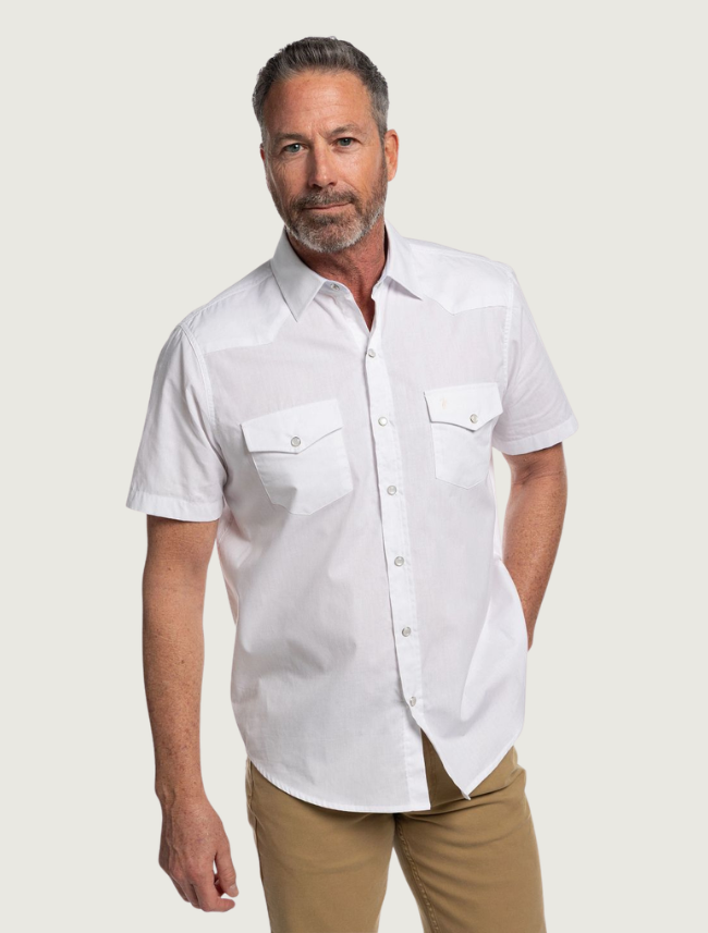 Tony Lama White Short Sleeve Pearl Snap Western Shirt