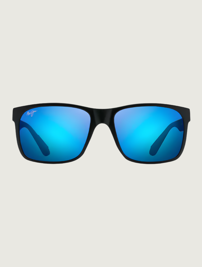 Maui Jim Red Sands rectangular sunglasses in Matte Black / Blue Hawaii — front view