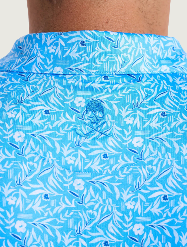 Robert Graham Ebford polo on model — back yoke detail