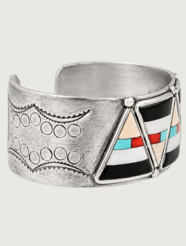 Westika Zuni Sterling Silver Inlay Cuff Bracelet