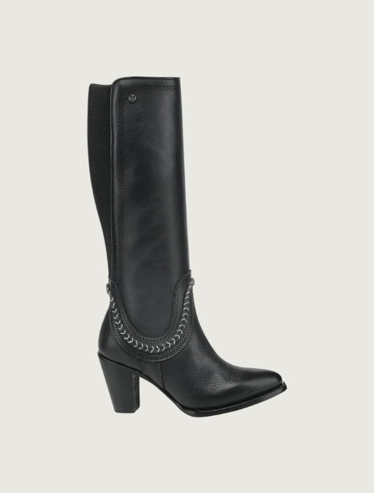 Cuadra Black Genuine Bovine Whipstitch Tall Cowgirl Boots