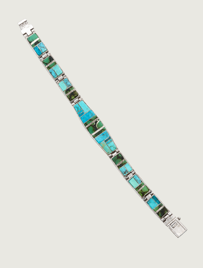 Aldora M. Henry SS Turquoise Inlay Link Bracelet