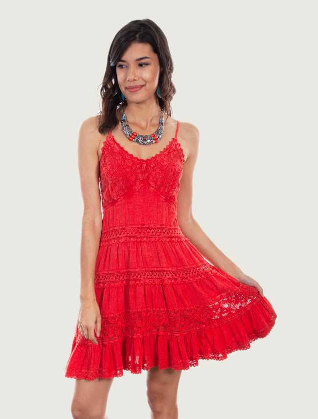 Scully Women's Crochet Tiered Spaghetti Strap Dress