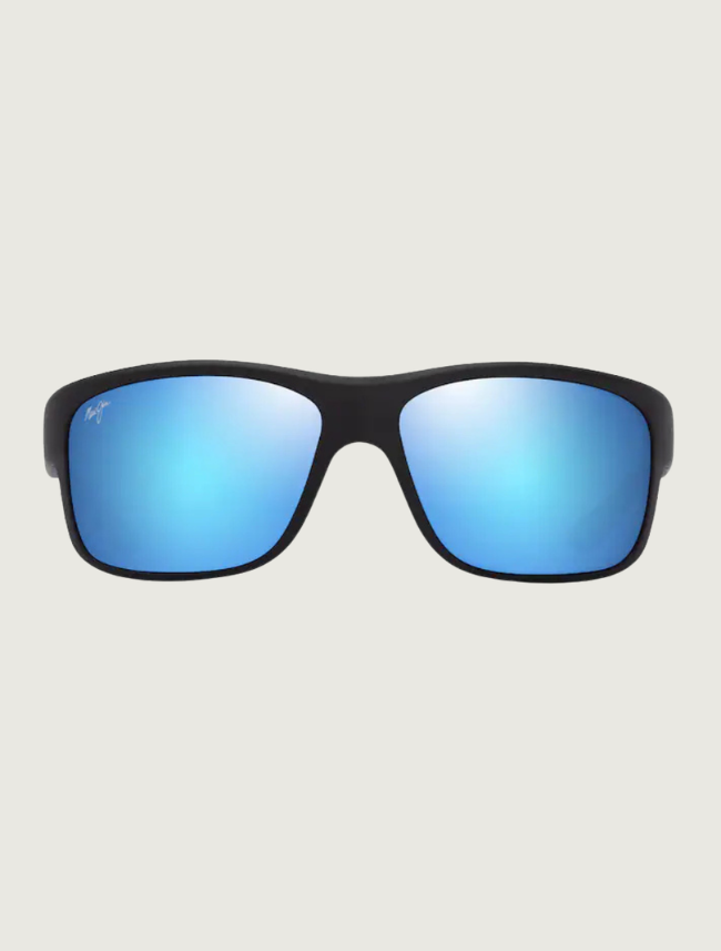 Maui Jim Southern Cross wrap sunglasses in Matte Black & Blue / Blue Hawaii — front view