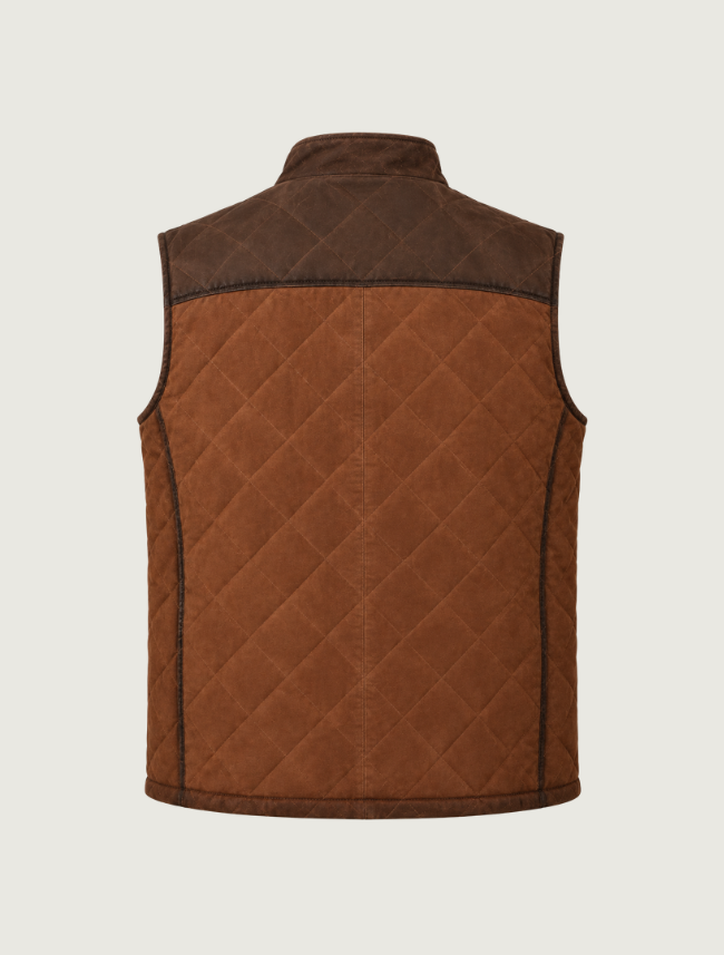 Mavericks Men's Brown Heritage Quilted Leather Snap Front Vest