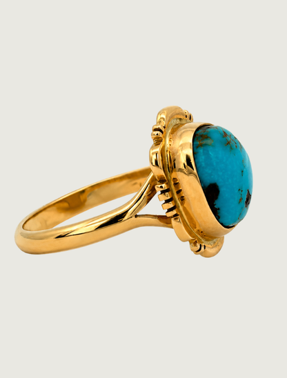 14K Yellow Gold Bisbee Turquoise Ring