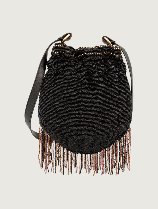 Mary Frances In the Groove Paisley Fringe Crossbody Handbag
