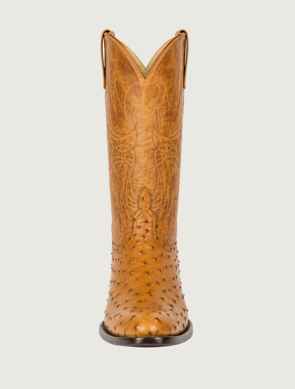 Horse Power Full Quill Ostrich Cowboy Boots in Antique Saddle