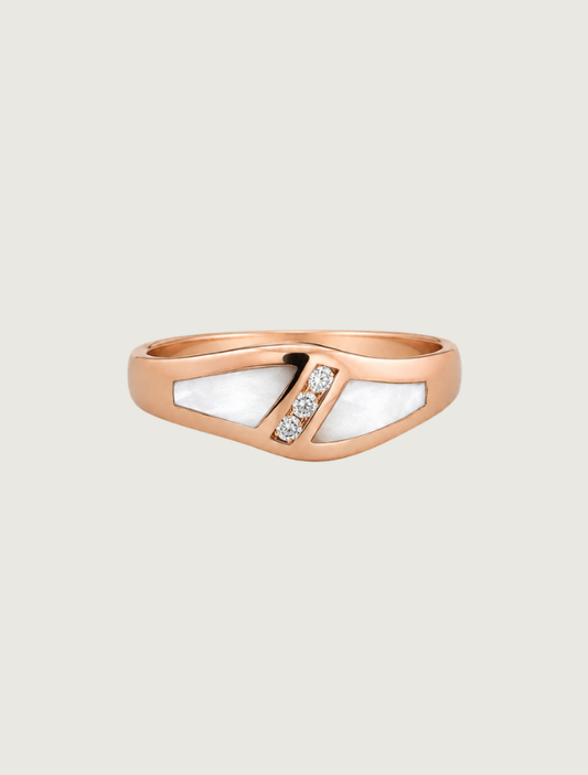 14K Rose Gold Mother of Pearl & Diamond Ring