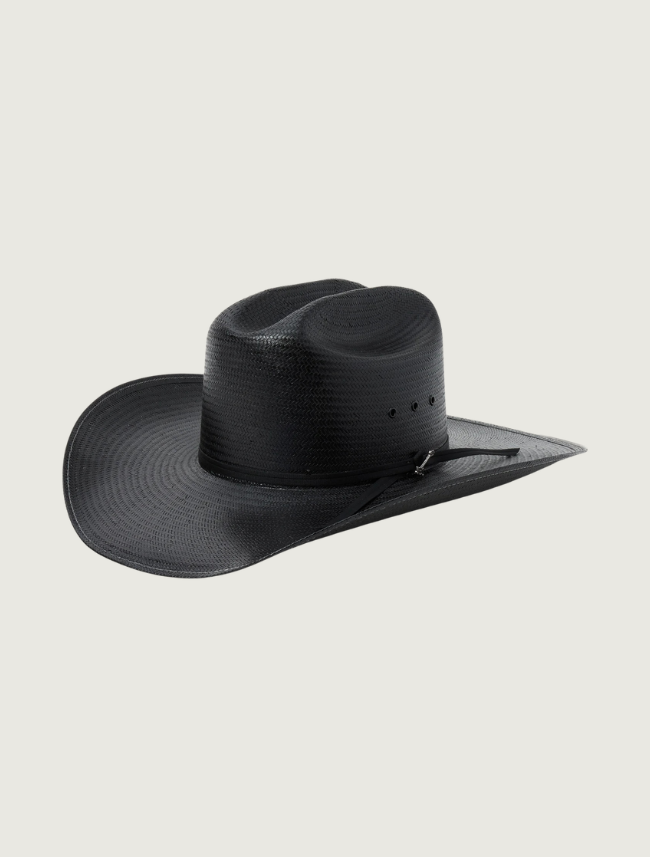 Stetson Coal Mine 10X shantung straw cowboy hat — quarter view