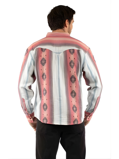 Scully Men's Double Knit Diamond & Stripe Shirt