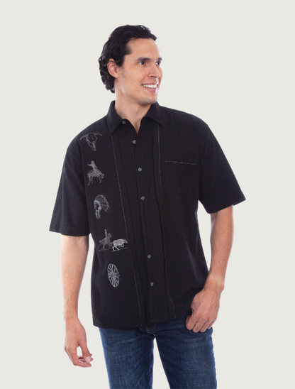 Scully Men's Western Embroidered Short Sleeve Shirt