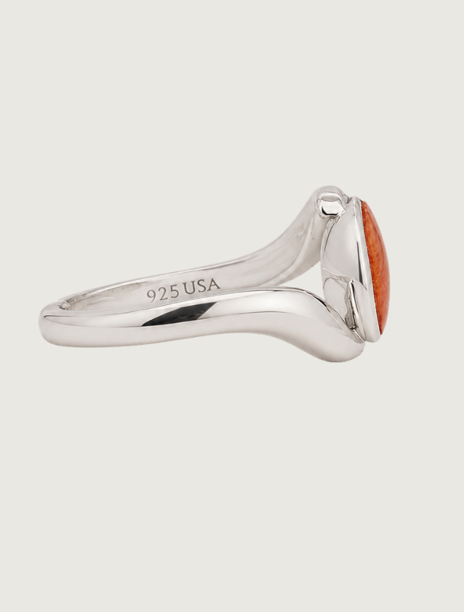 Kabana Sterling Silver Red Spiny Oyster Ring