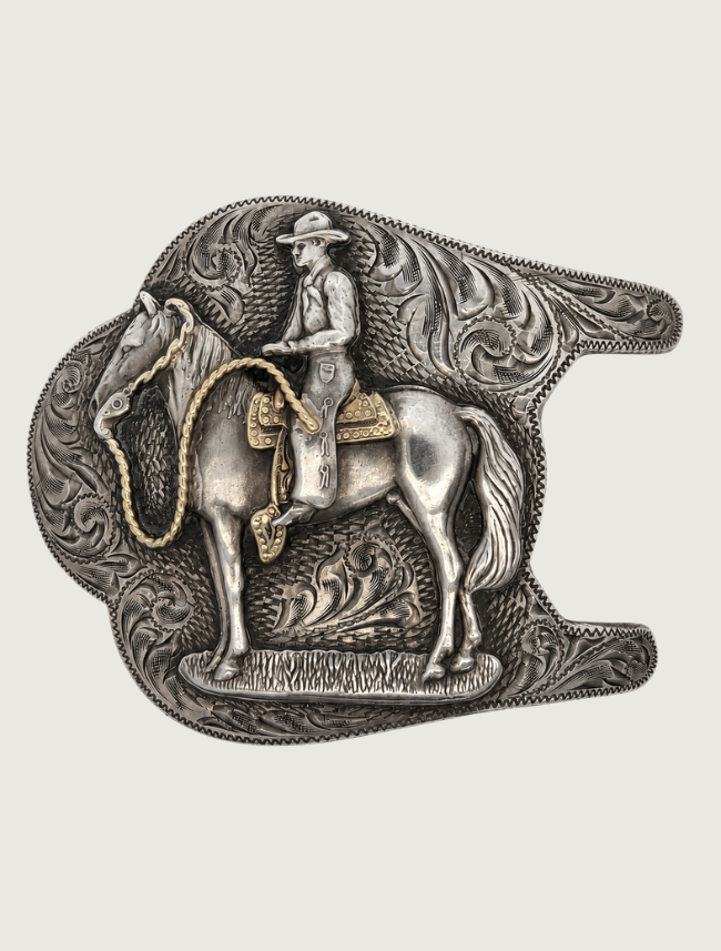 C.H. Sterling Silver / 14K Gold Comstock Heritage Belt Buckle