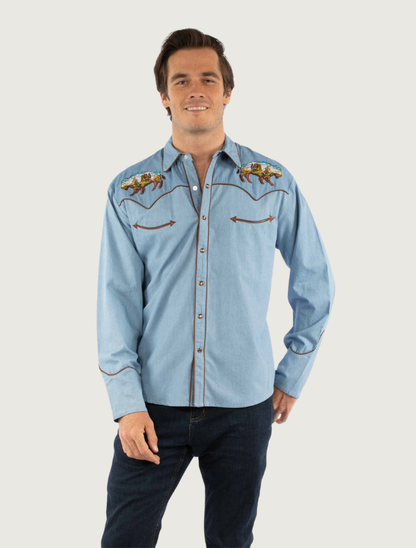 Scully Men's Buffalos & Desert Embroidered Shirt