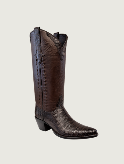 Stallion Caiman & Calf Cowgirl Boots in Chocolate